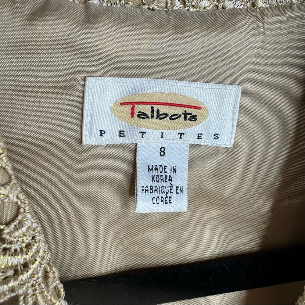 Talbots Gold Lace Formal Bolero Jacket with Gold MetallicThread has shimmer - Picture 6 of 7